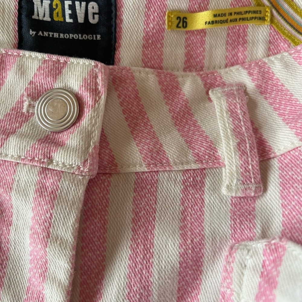 Maeve Pink and White Striped High-Waist Pants